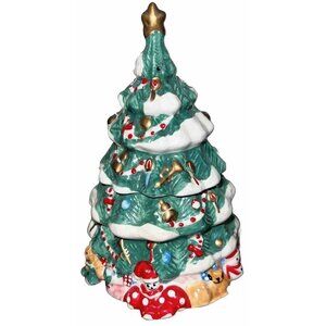 Holly Tree Christmas Tree Ceramic Stacking Salt and Pepper Shaker Set